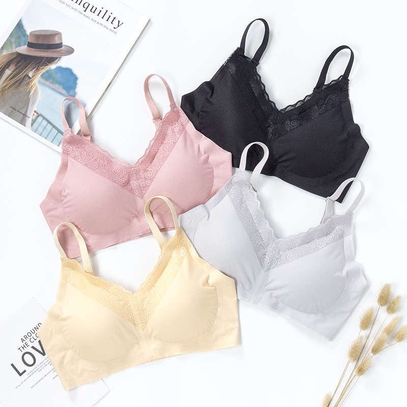 Áo Ngực Ren Mỏng Không Gọng Có Đệm Nâng Ngực Thoải Mái Gợi Cảm