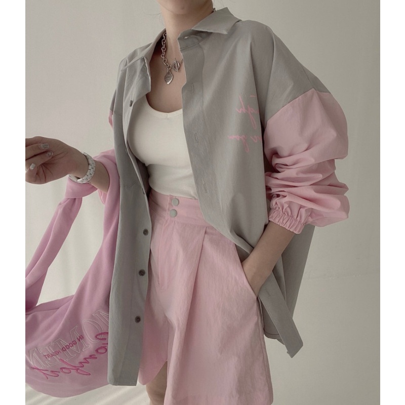 Áo Sơ Mi Tay Dài Chống Nắng In Chữ Phong Cách Hàn Quốc Thời Trang Mùa Hè Cho Nữ