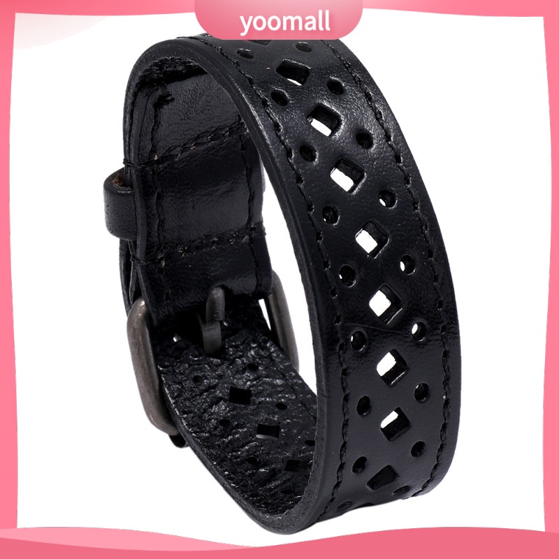 Vòng Tay Da Bò Bản Rộng Phong Cách Cổ Điển Cho Nam