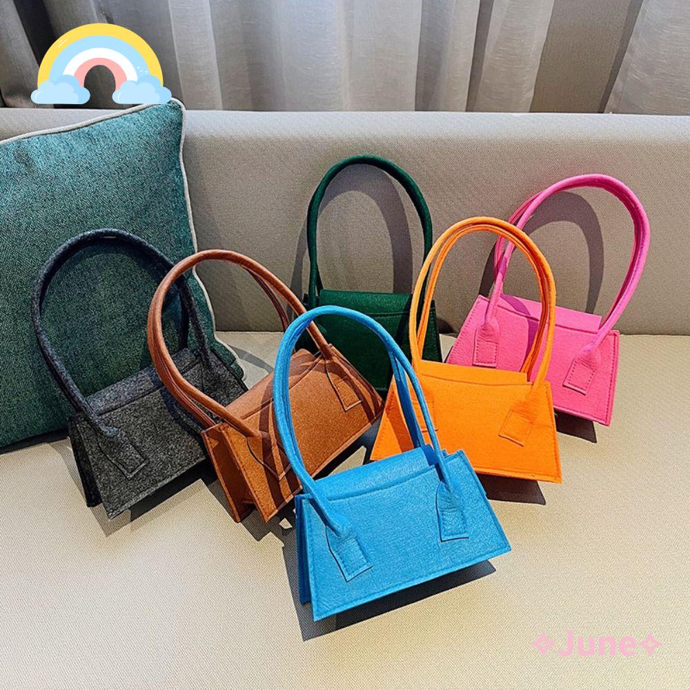 JUNE Túi Xách Tay Bằng Vải Nỉ Phong Cách Retro Thời Trang Dành Cho Nữ