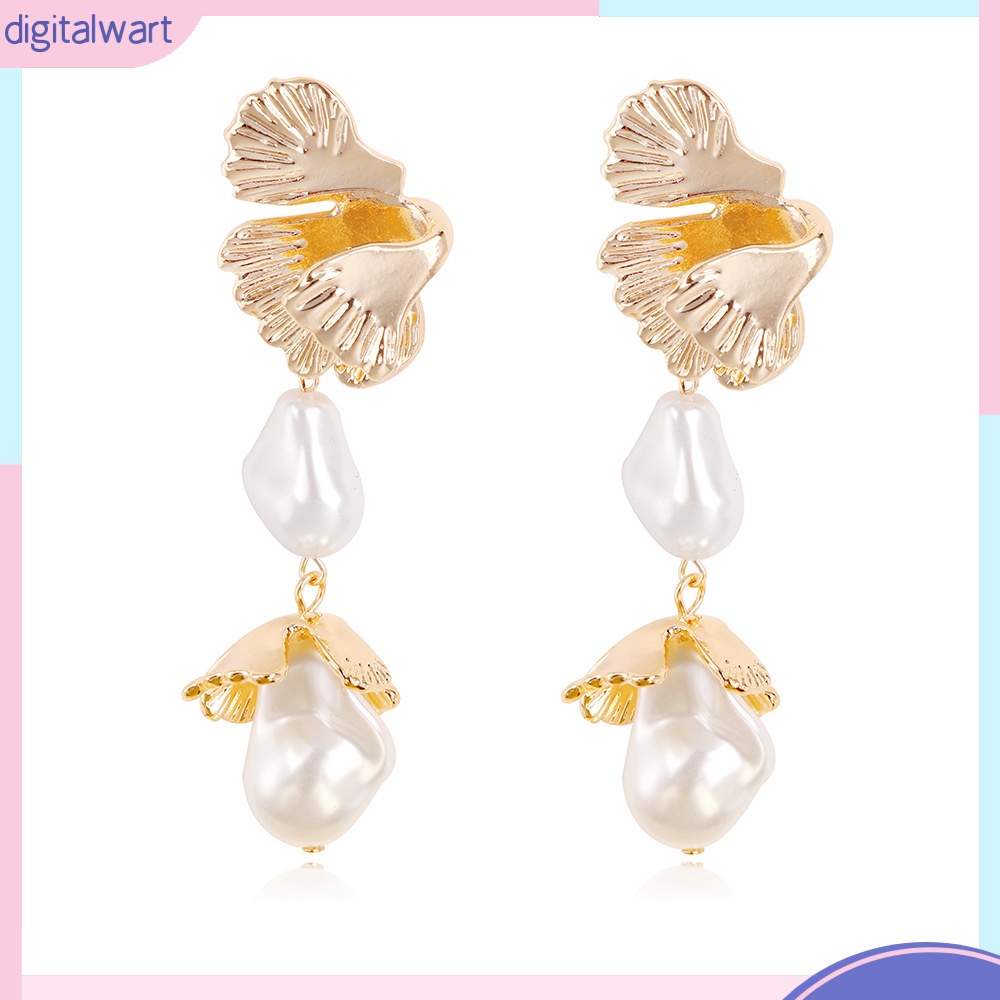 Bông Tai Hợp Kim Hình Bông Hoa Đính Ngọc Trai Phong Cách Âu Mỹ Dành Cho Nữ