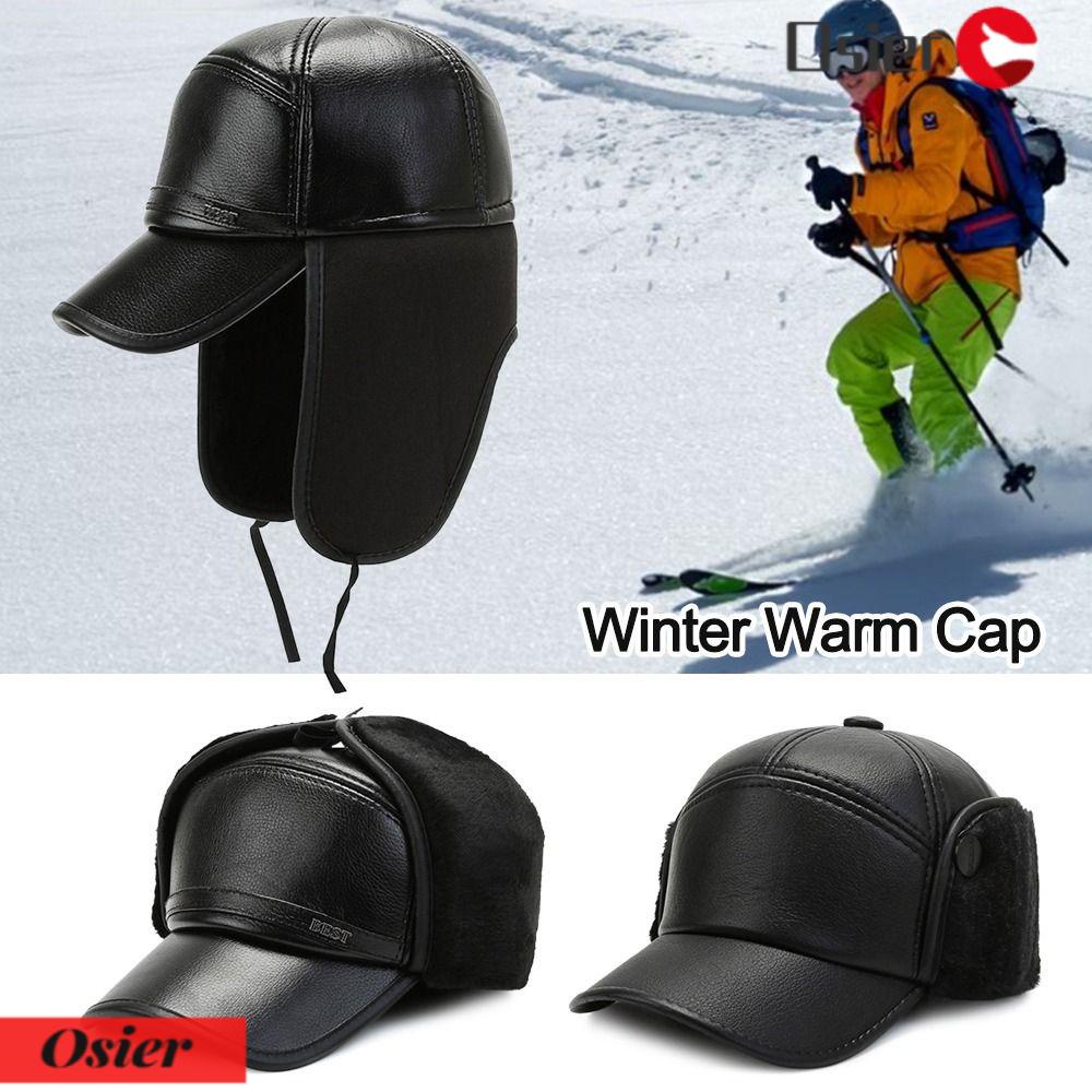 OSIER1 Mũ Da Phối Lông Dày Dặn Giữ Ấm Mùa Đông Dành Cho Nữ