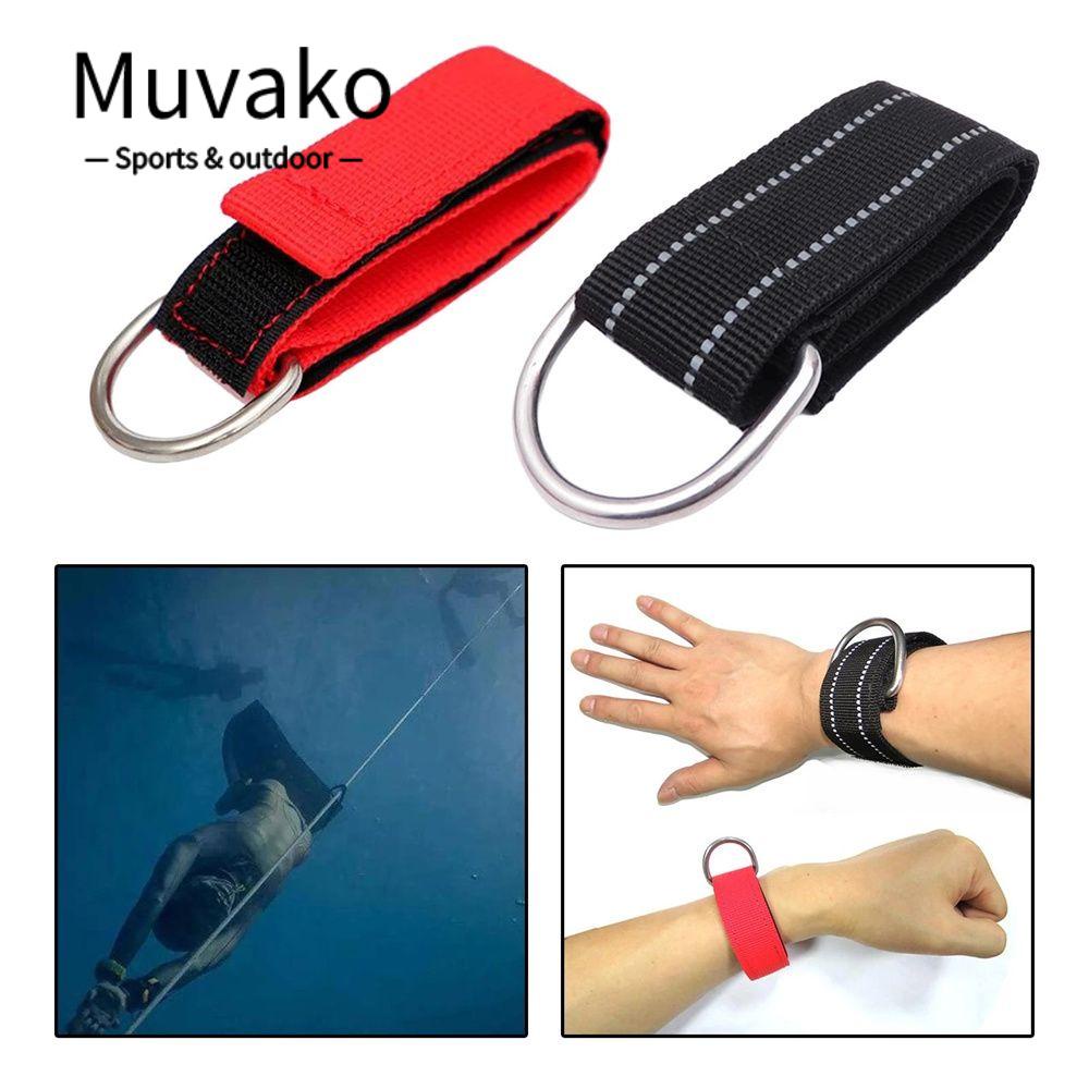MUVAKO Đai Quấn Cổ Tay Có Thể Điều Chỉnh Kèm Vòng Khóa Chữ D Chuyên Dụng Khi Lặn