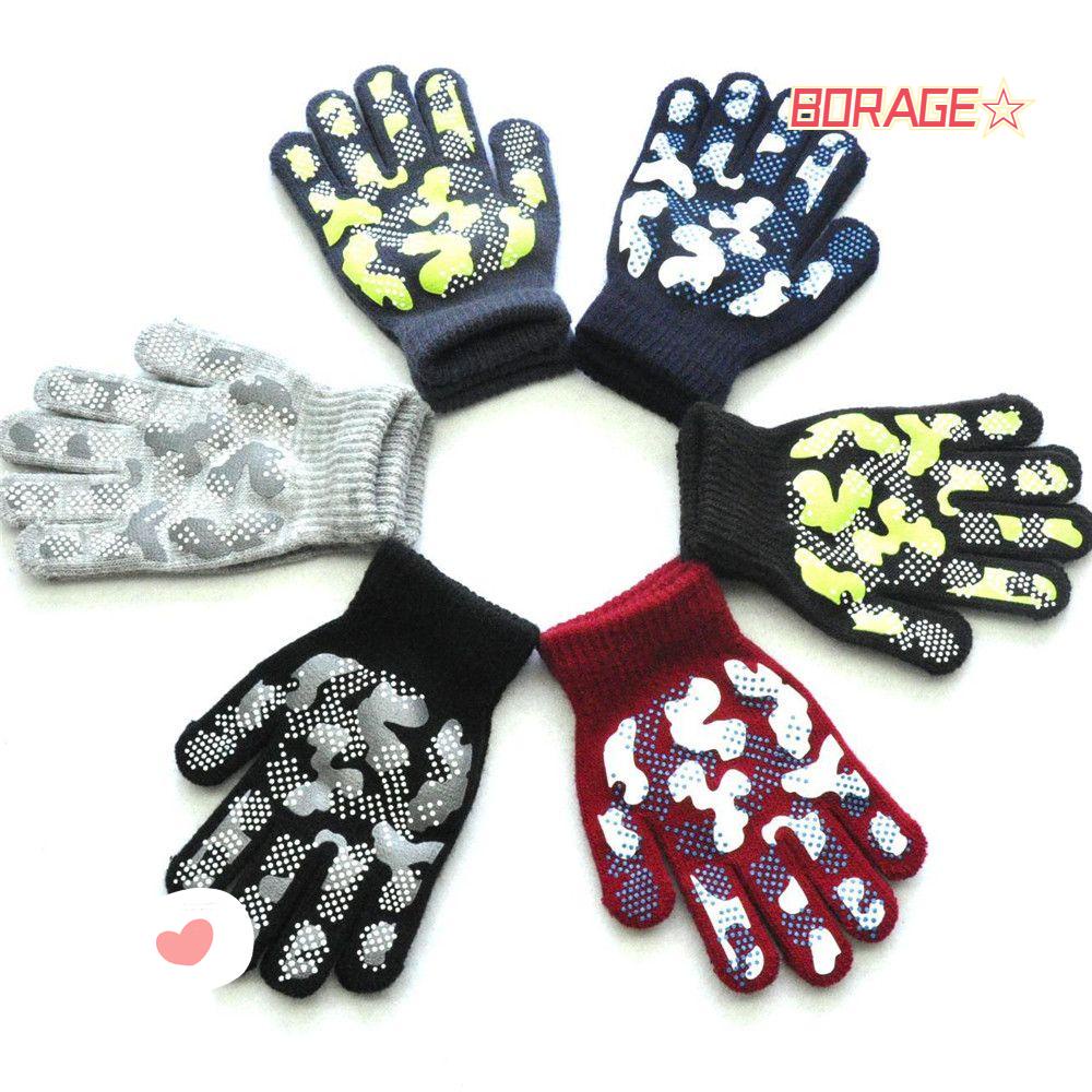 BORAG Găng Tay Dày Mềm Mại Chống Trượt Họa Tiết Rằn Ri Cho Bé