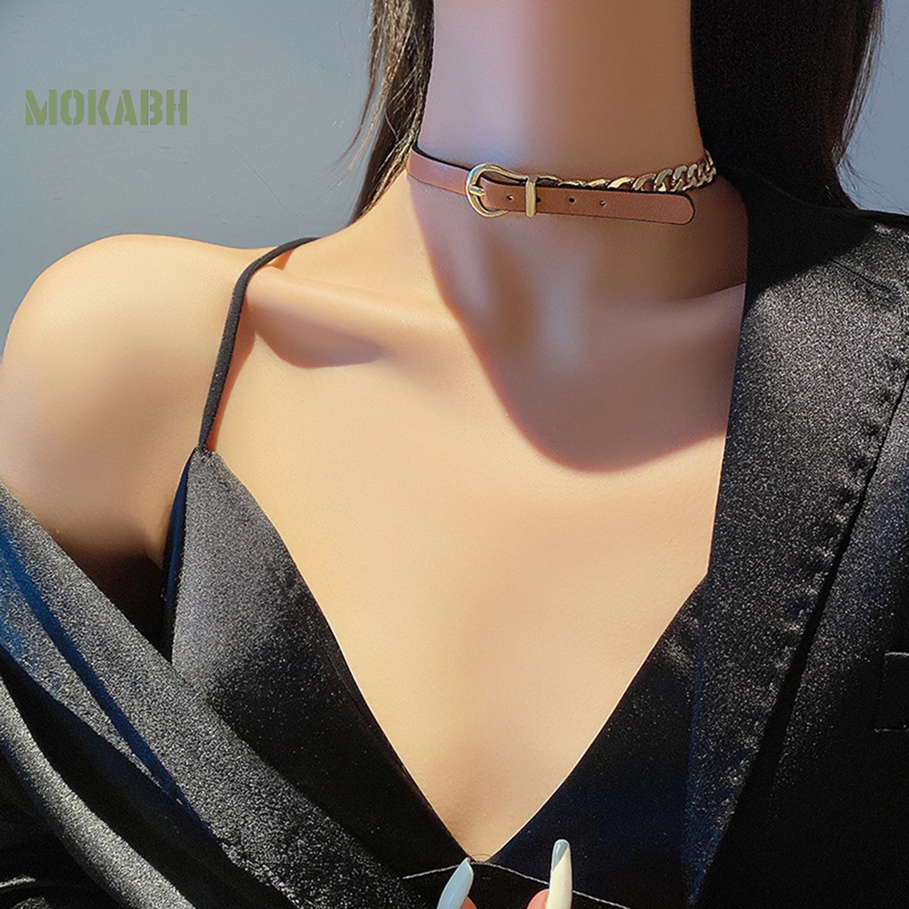 Vòng Cổ Choker Giả Da Có Khóa Điều Chỉnh Được Phong Cách Hip Hop Thời Trang Cho Nữ