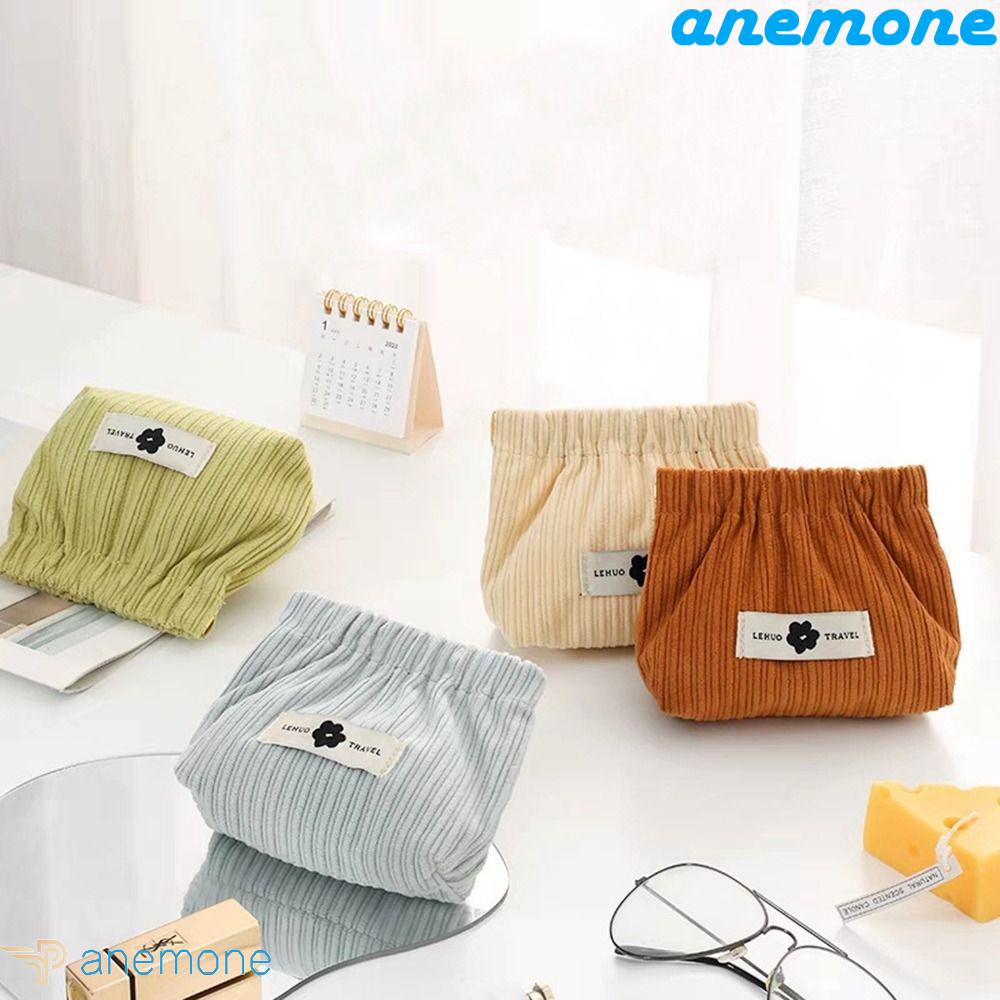 Túi Đựng Mỹ Phẩm Son Môi Tự Động Đóng Kín Tự Động Bằng Vải Nhung Kẻ Hoa Đơn Giản Cho Nữ