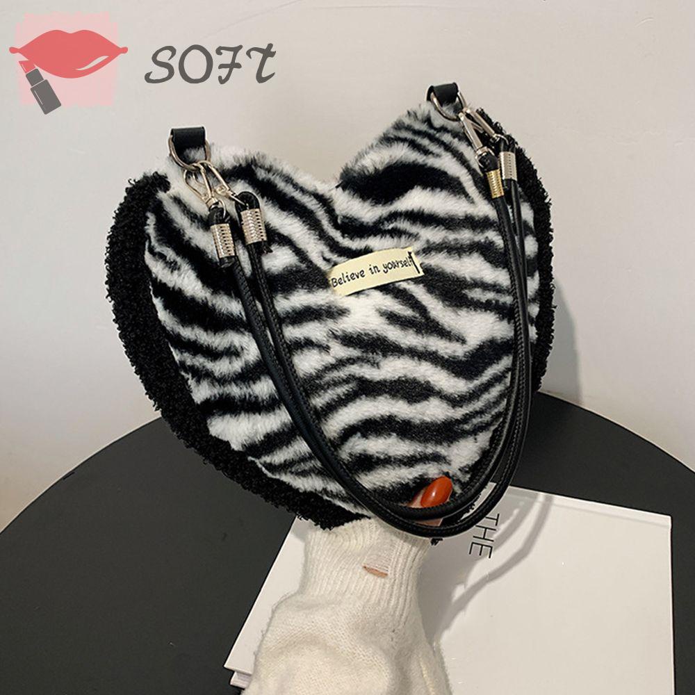 SOFTNESS Túi Xách Đeo Vai Phủ Bông Mềm In Hoa Thời Trang Nữ Sành Điệu