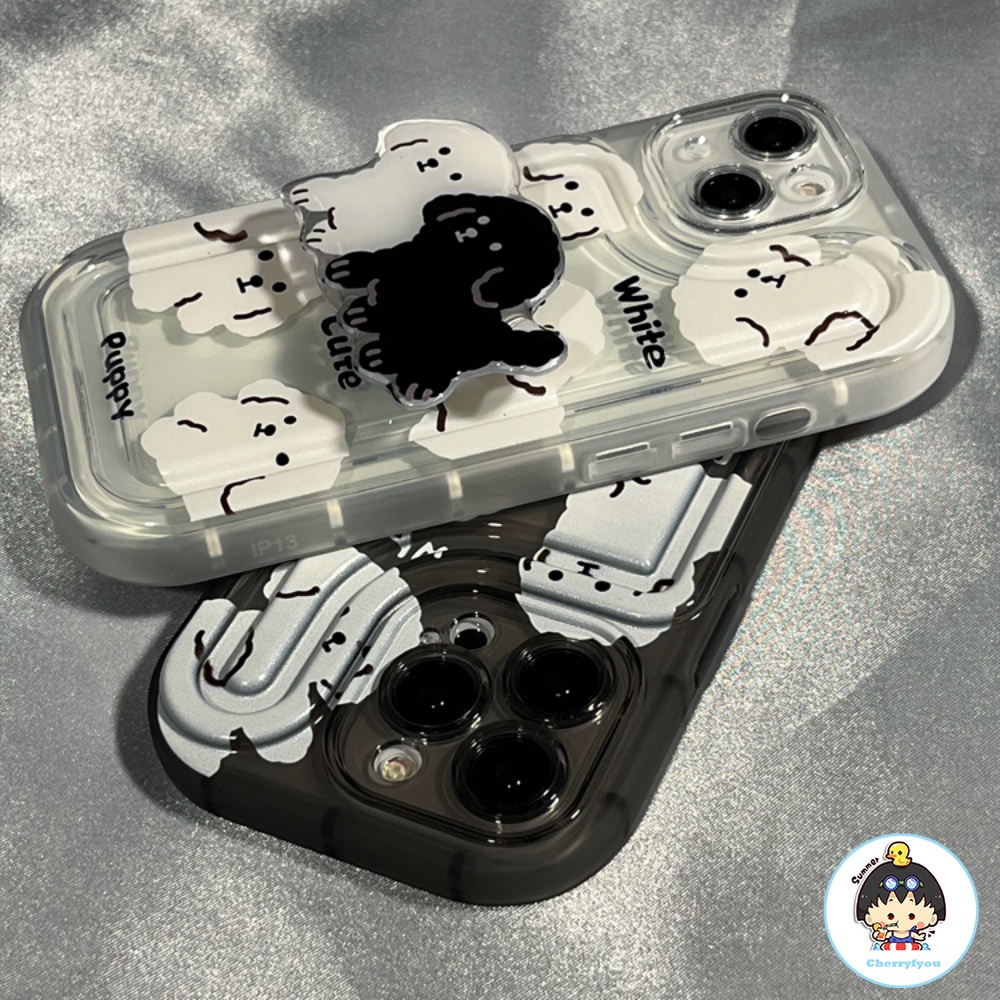 Ốp Điện Thoại TPU Mềm Chống Sốc In Hình Cún Hoạt Hình Có Giá Đỡ Cho IPhone 11 14 13 12 Pro Max XR XS Max 7 8 Plus SE