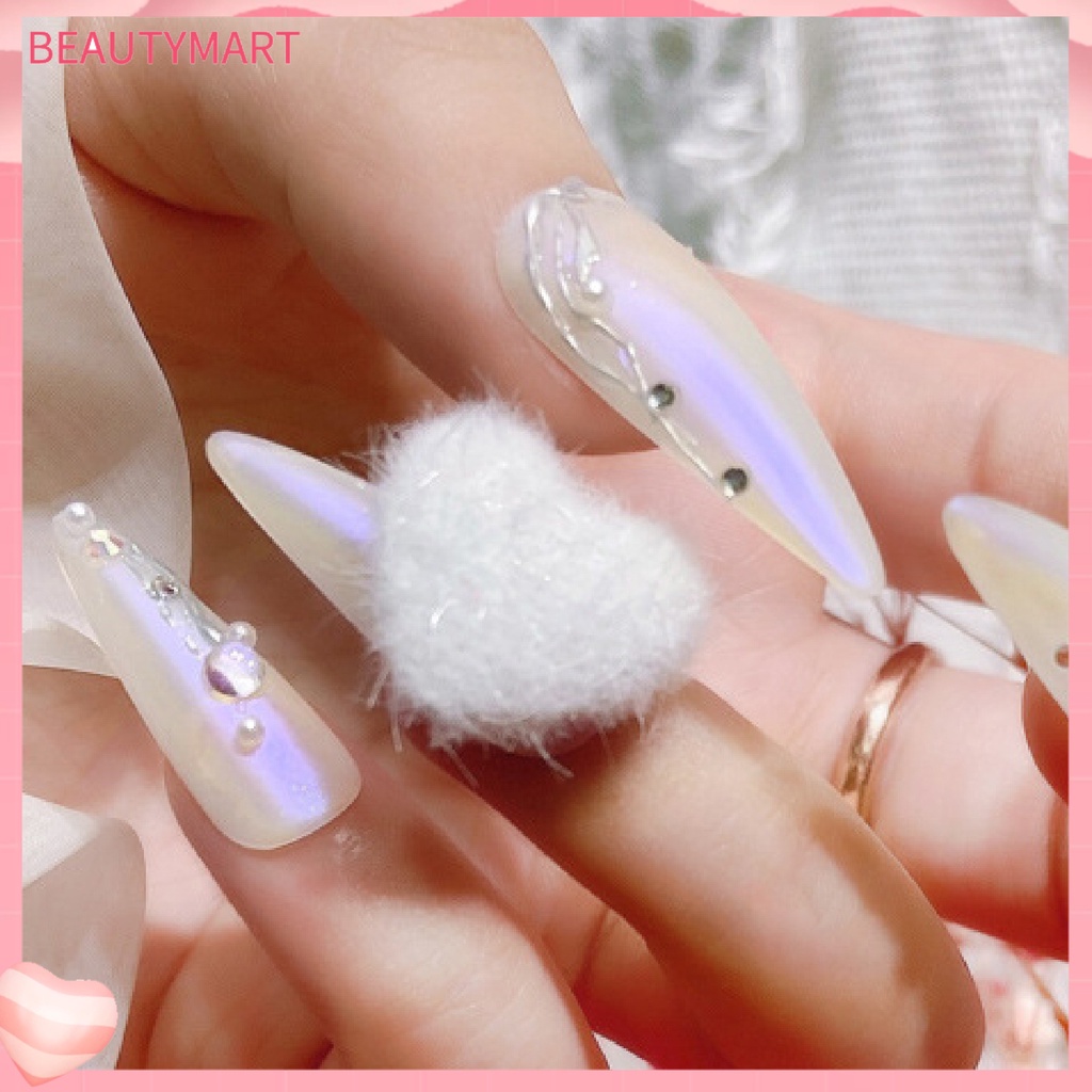 Set 3 Phụ Kiện Trang Trí Móng Tay Nghệ Thuật 3D Bằng Vải Lông Xù Nhỏ Gọn Có Thể Tháo Rời