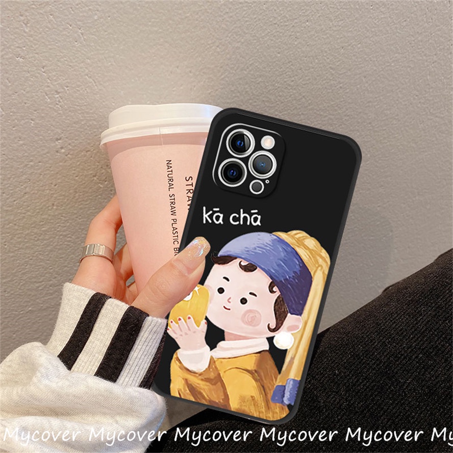 Ốp Điện Thoại Silicon Mềm Hình Cô Gái Đính Ngọc Trai Cho iPhone 11 13 12 14 Pro Max X XR Xs Max 6 7 8 Plus