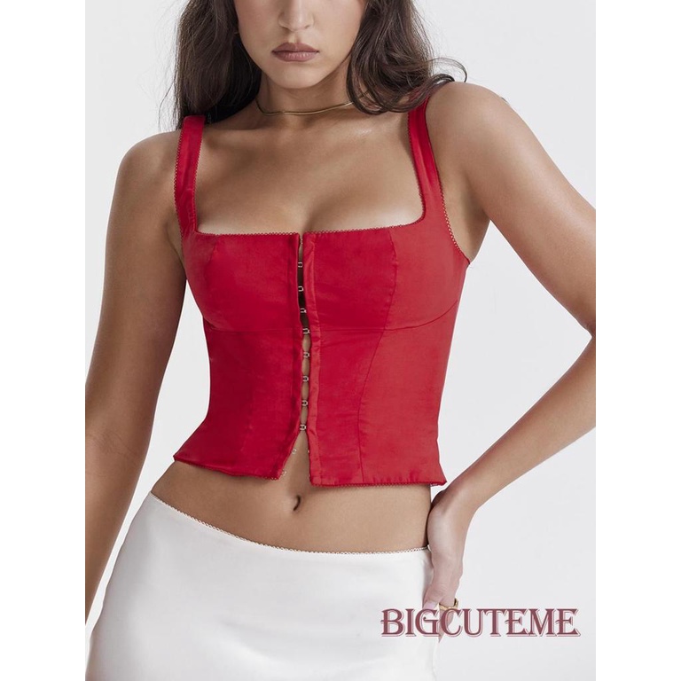 [] - Áo Tank Top Không Tay Cổ Vuông Màu Trơn Thời Trang Mùa Hè Cho Nữ