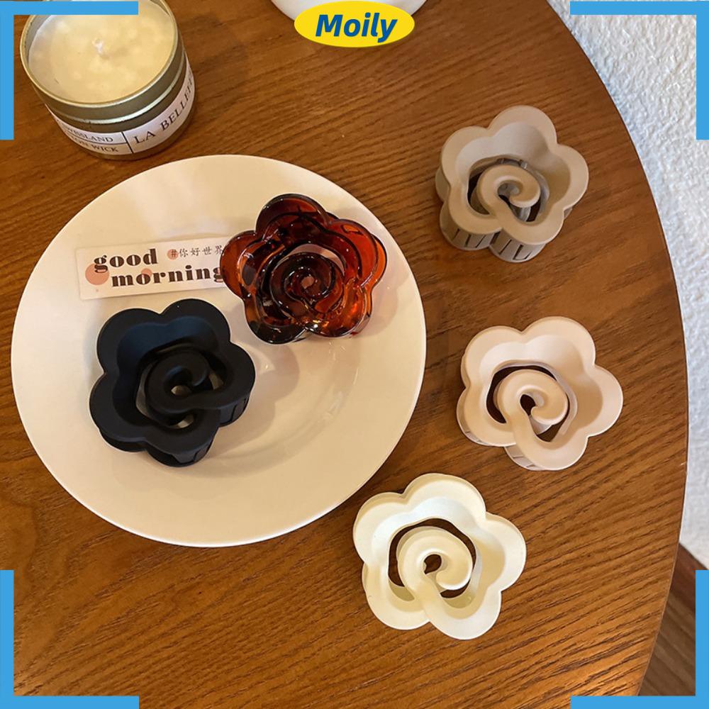 MOILYVN Set 4 Kẹp Tóc Đuôi Ngựa Hình Hoa / Đám Mây / Cá Mập Mới