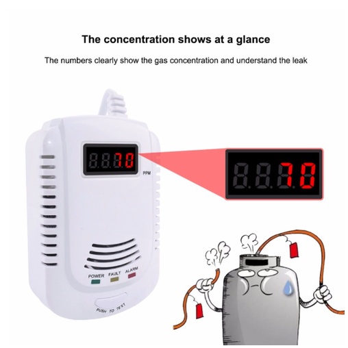 Đầu dò báo động khí Gas LPG LNG Cảm biến rò rỉ khí tự nhiên Cảnh báo âm thanh ánh sáng An ninh gia đình Phòng cháy chữa cháy