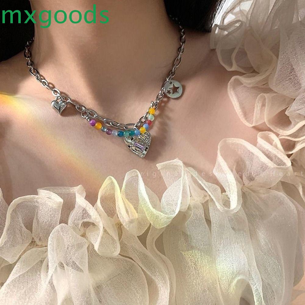 MXGOODS Vòng Cổ Choker Y2K Mặt Hình Nơ Trái Tim Đơn Giản Ngọt Ngào Cho Nữ