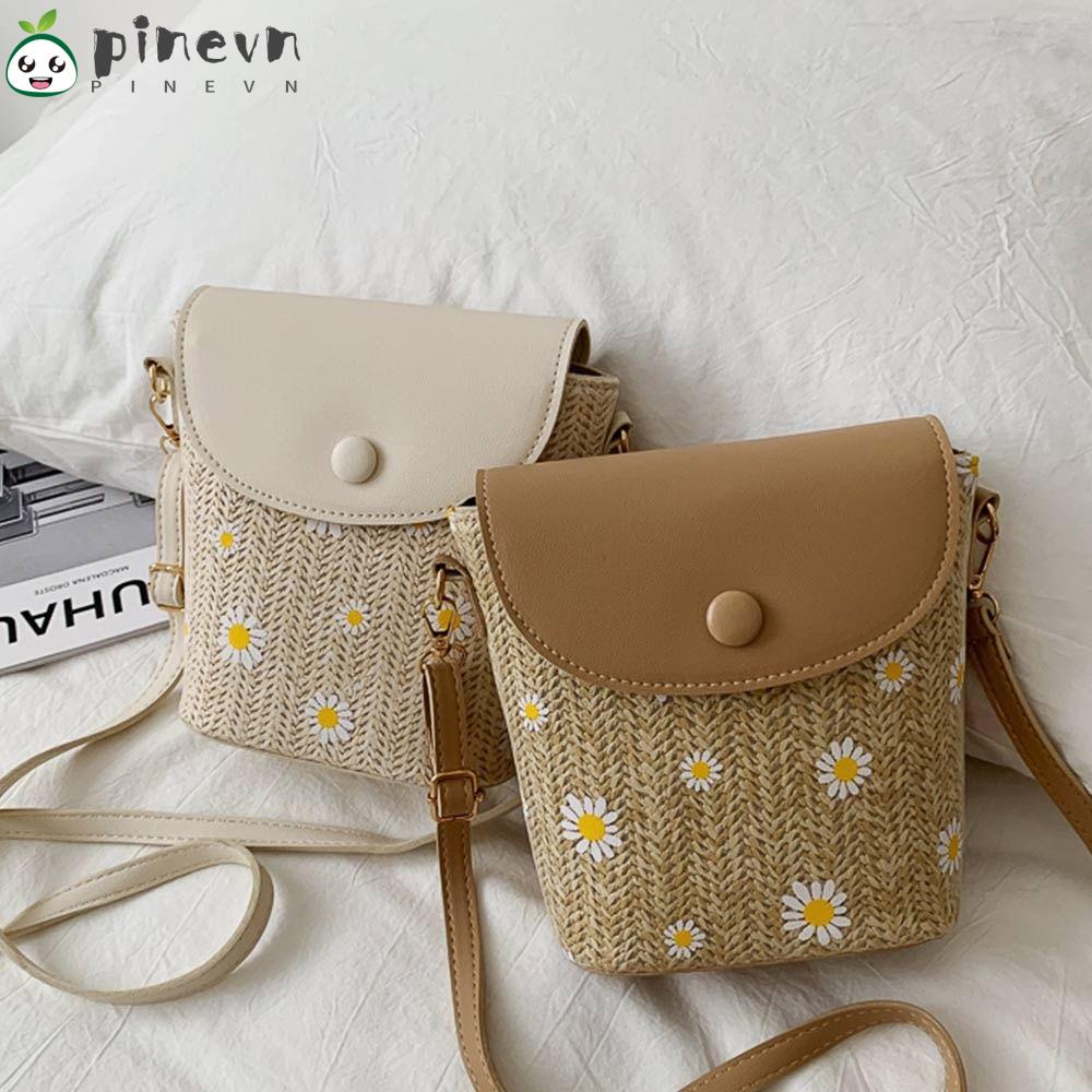 PINEVN Túi Cói Đan Thủ Công Thiết Kế Xinh Xắn Hợp Thời Trang