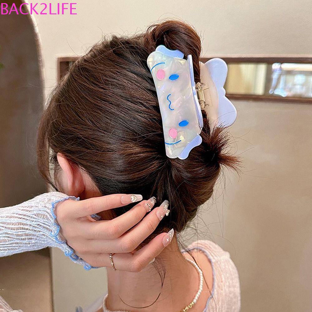 BACK2LIFE Kẹp Tóc Đuôi Ngựa Cỡ Lớn Họa Tiết Hoạt Hình Phong Cách Hàn Quốc Xinh Xắn