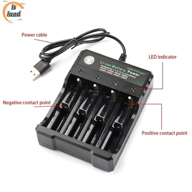 Bộ Chuyển Đổi Sạc Pin Lithium Hai Màu Hai Cổng Usb 4 Rãnh Cho Pin 18650