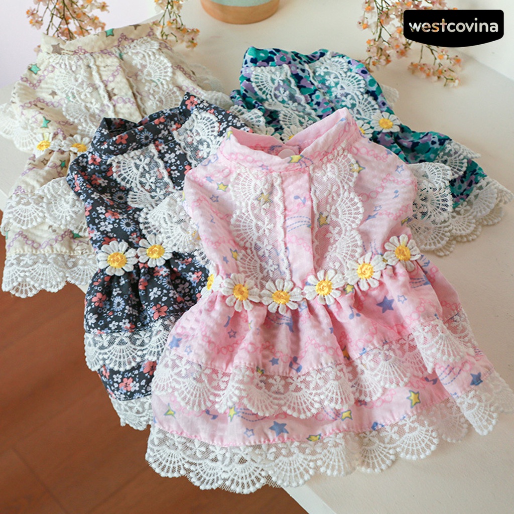 [COD]♞Đầm Hóa Trang Công Chúa Nhỏ Viền Ren Thoải Mái Thời Trang Mùa Hè Cho Cún Cưng