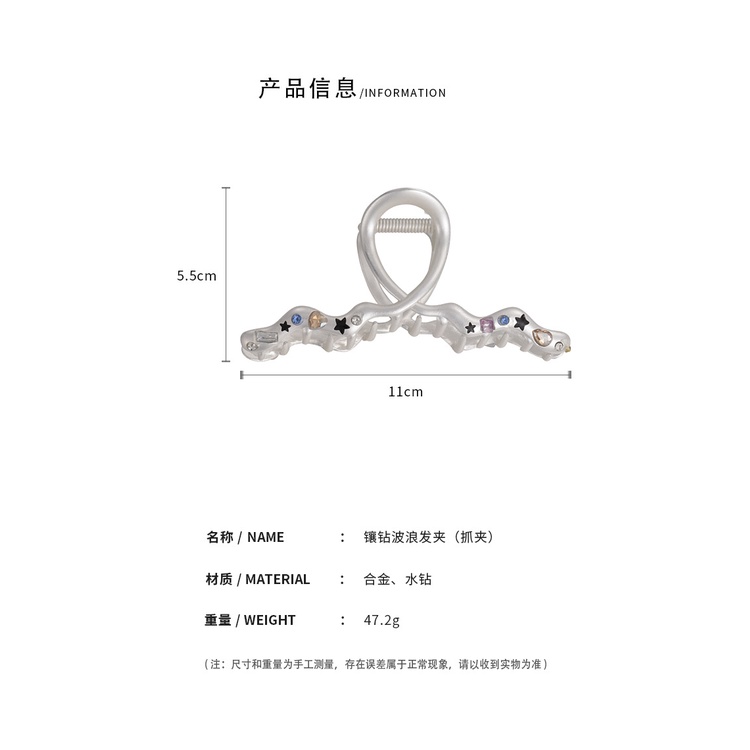 Kẹp Tóc Hình Cá Mập Bằng Kim Loại Đính Kim Cương Giả Phong Cách Thời Trang 2023