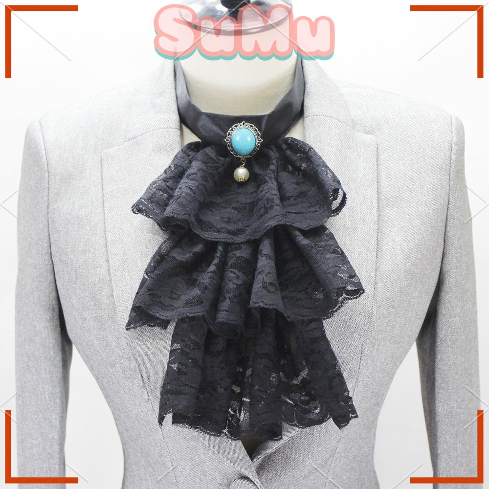 Sumu Cổ Áo Giả Vải Tuyn Viền Bèo Nhún Phụ Kiện Hóa Trang Victorian Cho Nữ