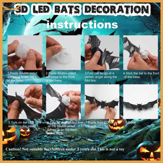 Sticker Dán Tường Chống Thấm Nước Họa Tiết 3d Hình Con Dơi Dùng Trang Trí Nhà