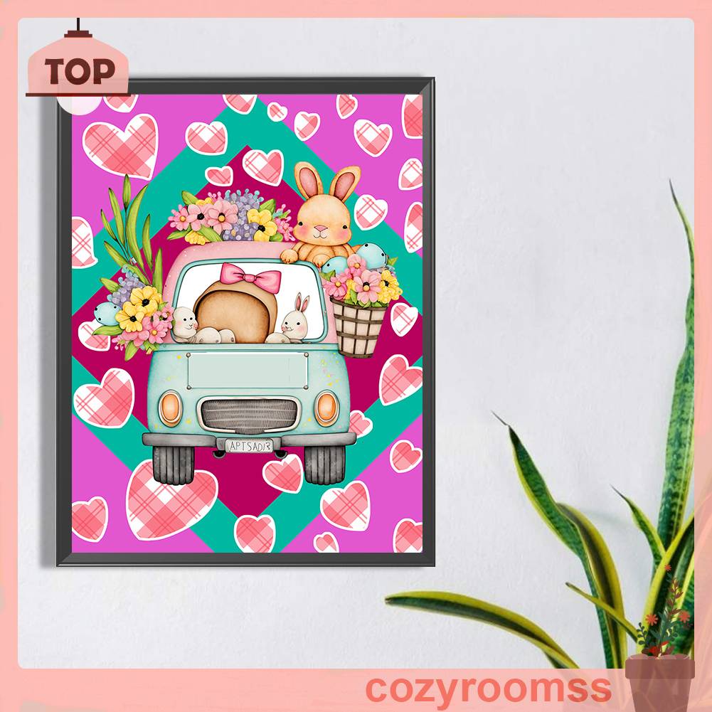 Tranh Đính Đá Kim Cương Toàn Bộ 5D DIY Hình Vẽ Thỏ Trang Trí Nhà Cửa