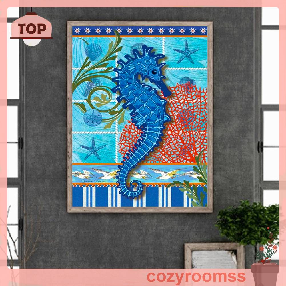 Tranh Đính Đá Kim Cương Toàn Bộ 5D DIY Hình Cá Ngựa