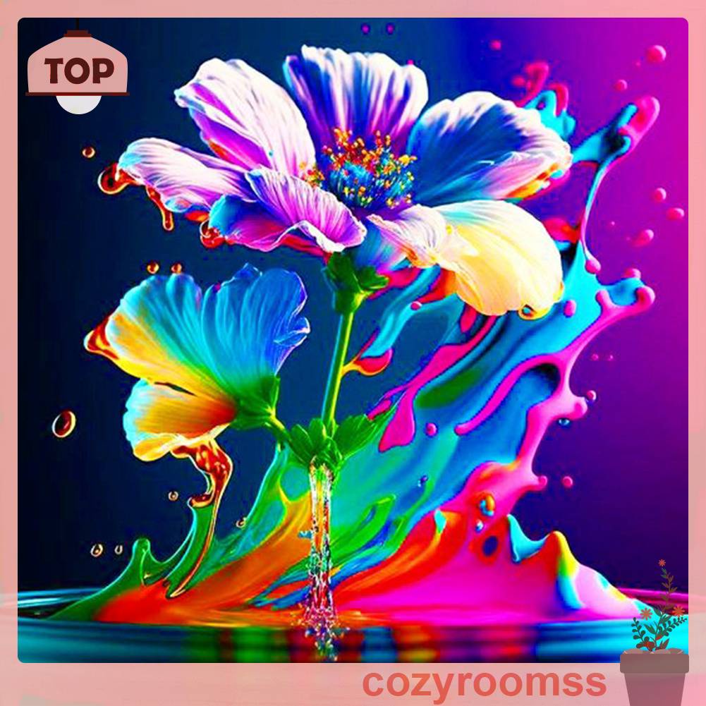 Tranh Đính Đá Kim Cương Toàn Bộ 5D DIY Hình Vẽ Hoa Trang Trí Nhà Cửa