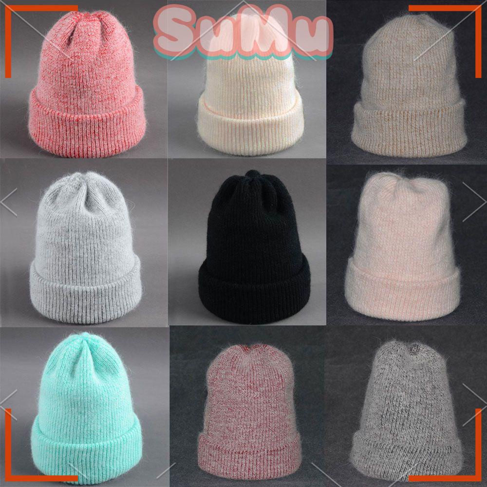 SUMU Mũ Len Tai Thỏ Màu Sắc Nhã Nhặn Thời Trang