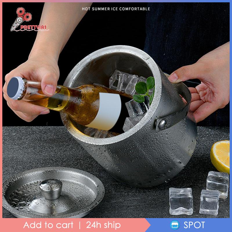 Xô Đựng Đá Giữ Nhiệt Bằng Thép Không Gỉ Hai Lớp Prettyia1 1.6L