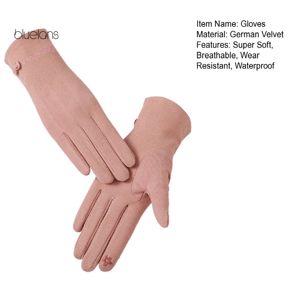 1 Đôi Găng Tay Nhung Mềm Mại Thoáng Khí Giữ Ấm Mùa Đông Cho Nữ
