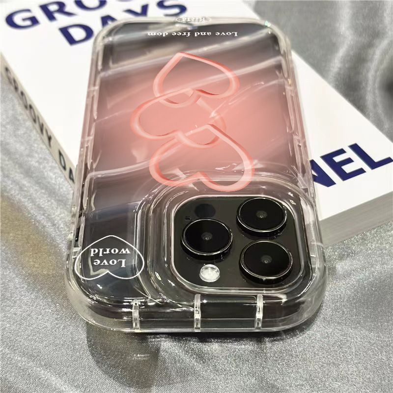 Ốp Điện Thoại Mềm Trong Suốt Họa Tiết Trái Tim Dễ Thương Cho Iphone 14Promax 1312 / 11 7 / 8plus xr / sins KDQP
