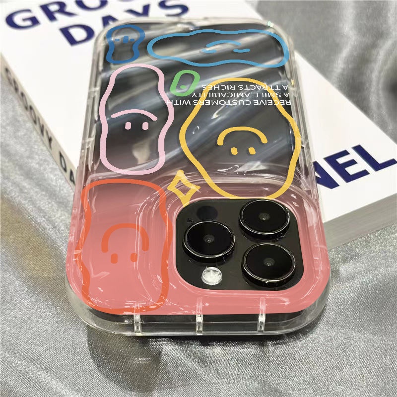 Ốp Điện Thoại Dẻo Trong Suốt Họa Tiết Biểu Cảm Gương Mặt Graffiti Cho iPhone14promax 1312 / 11 7 / 8plus xr / sins BX0V