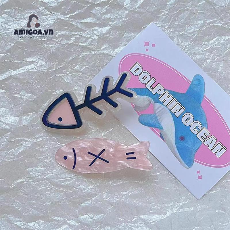 ✨✨Kẹp Tóc Hình Xương Cá Nhỏ Dễ Thương Sáng Tạo Phong Cách niche Ngọt Ngào