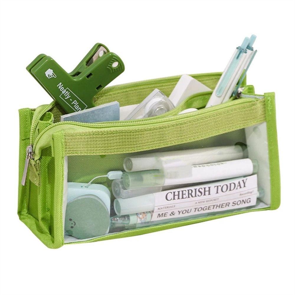 BERNARDO Túi Đựng Bút Trong Suốt Nhiều Ngăn Có Khóa Kéo Tiện Dụng Cho Học Sinh