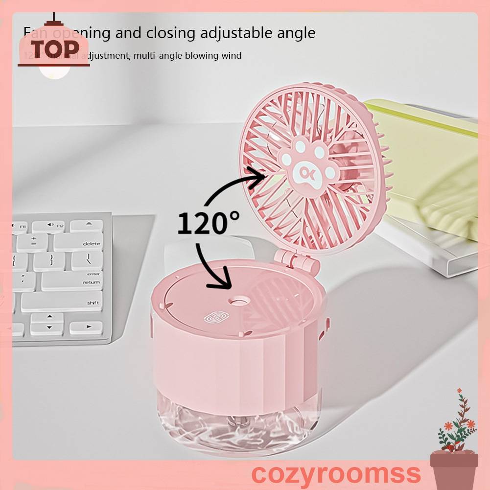 Quạt Làm Mát Không Khí USB Hình Mèo Dễ Thương Có Đèn Ngủ