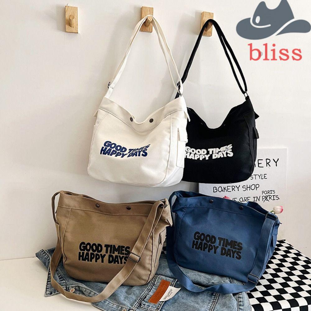 Túi Đeo Chéo Vai Bằng Vải Canvas In Chữ Thời Trang Đường Phố Dành Cho Nữ