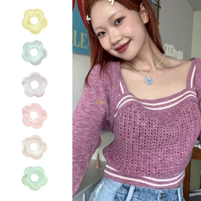 Hạt Charm Bằng Acrylic Mặt Nhám Hình Hoa Dùng Làm Trang Sức DIY