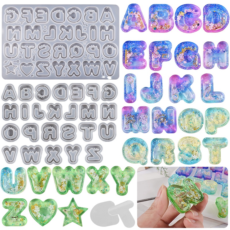 Khuôn Silicone Làm Móc Khóa / Mặt Dây Chuyền Khắc Chữ Handmade Có Lỗ Xỏ Dùng Làm Quà Tặng Valentine