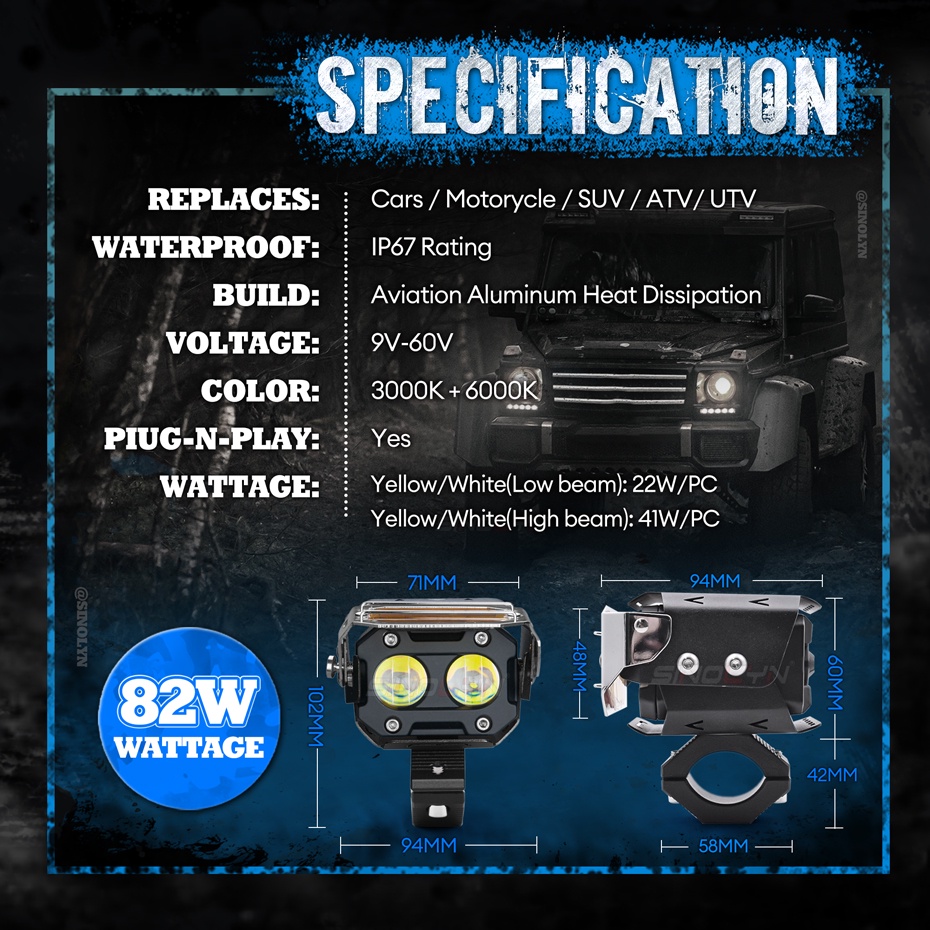 Thanh Đèn LED Mini 41W Ánh Sáng Trắng / Vàng Kèm Vỏ Đèn Pha Chống Thấm Nước Chuyên Dụng Cho Xe Hơi / Xe Máy