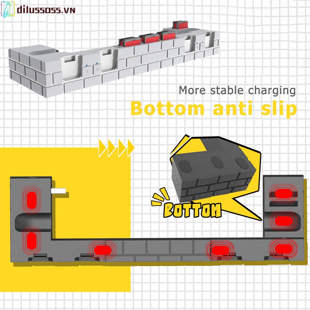 Dock Sạc Đứng 4 Cổng Cho Tay Cầm Điều Khiển Switch Với 8 Khe Cắm Game
