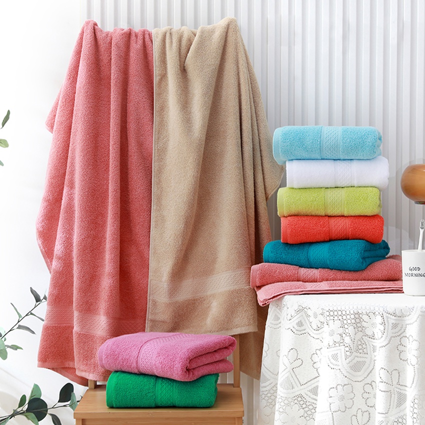 Khăn Tắm 70x140 / 34x75cm 20 Màu Chất Liệu Cotton Dày Dặn Mềm Mại Cho Người Lớn / Trẻ Em