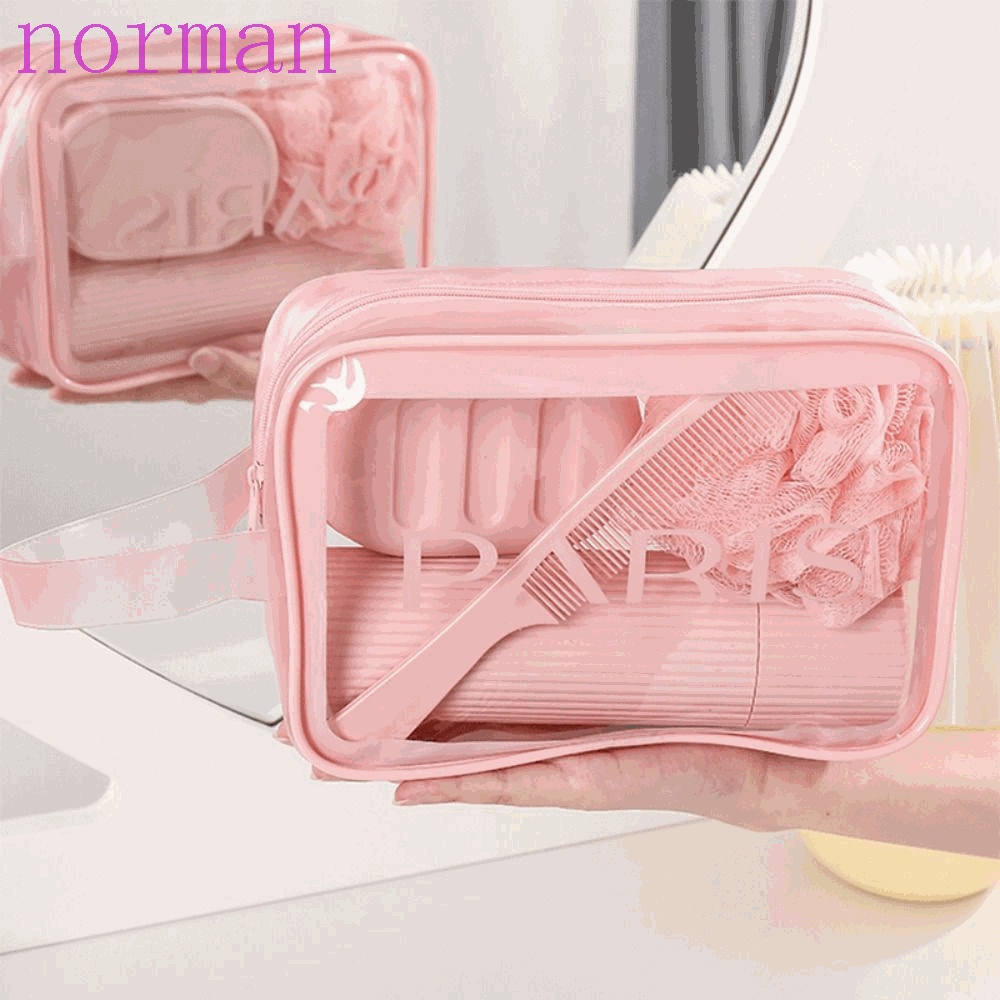 NORMAN Túi Đựng Mỹ Phẩm Trong Suốt Hình Vuông Cỡ Lớn Có Khóa Kéo Tiện Dụng