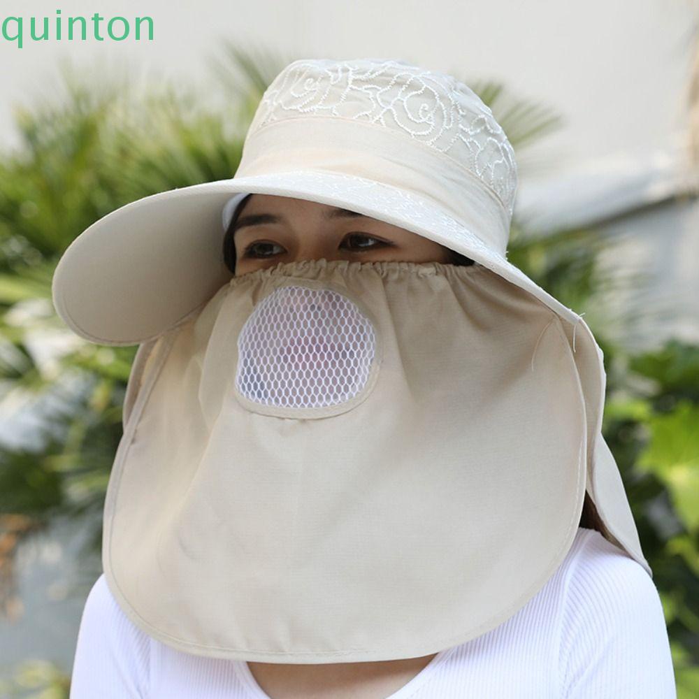 QUINTON Mũ Tai Bèo Có Tấm Che Mắt Chống Gió Có Thể Gấp Gọn Dùng Khi Đi Leo Núi / Làm Trại Ngoài Trời Cho Nữ