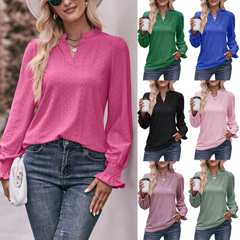 Áo Sơ Mi Nữ Tay Dài Cổ Chữ V Dáng Rộng Thời Trang Mùa Hè