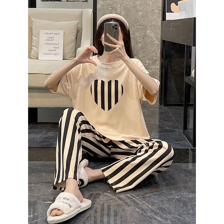 Bộ Đồ Ngủ Ba Món Dáng Rộng Phong Cách Hàn Quốc Thời Trang Xuân Thu Cho Nữ