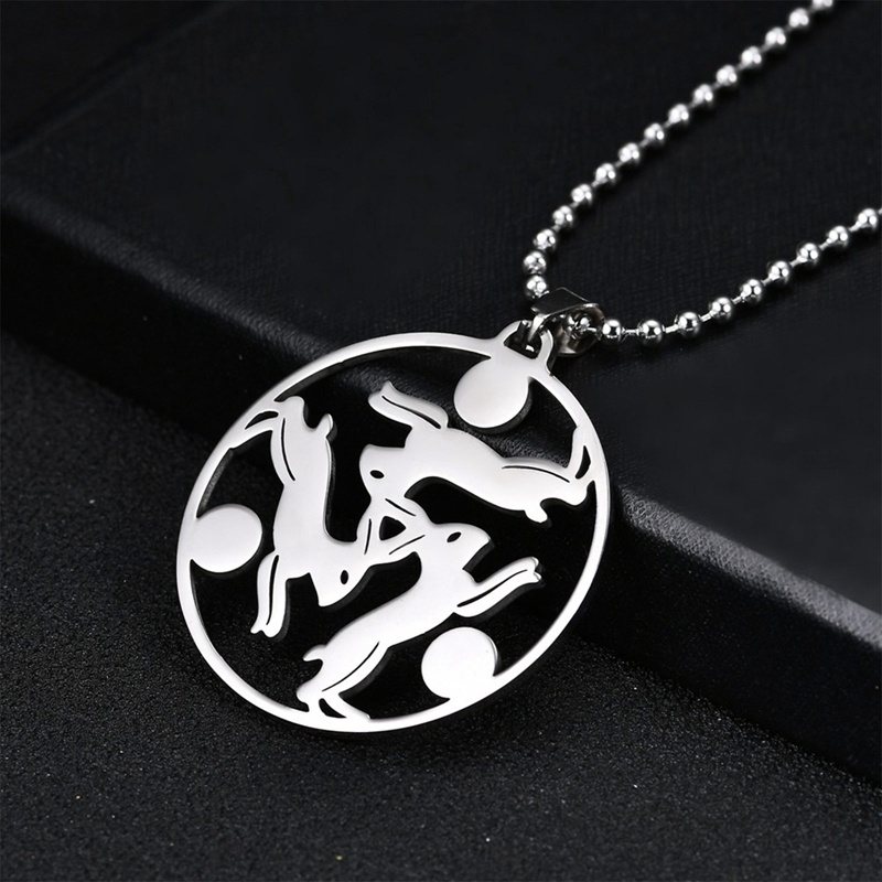 Ygt Vòng cổ Bằng Thép Không Gỉ Mặt Hình Ba Thỏ Mặt Trời Celtics Thắt Nút Triskelion Màu Bạc Trang Sức