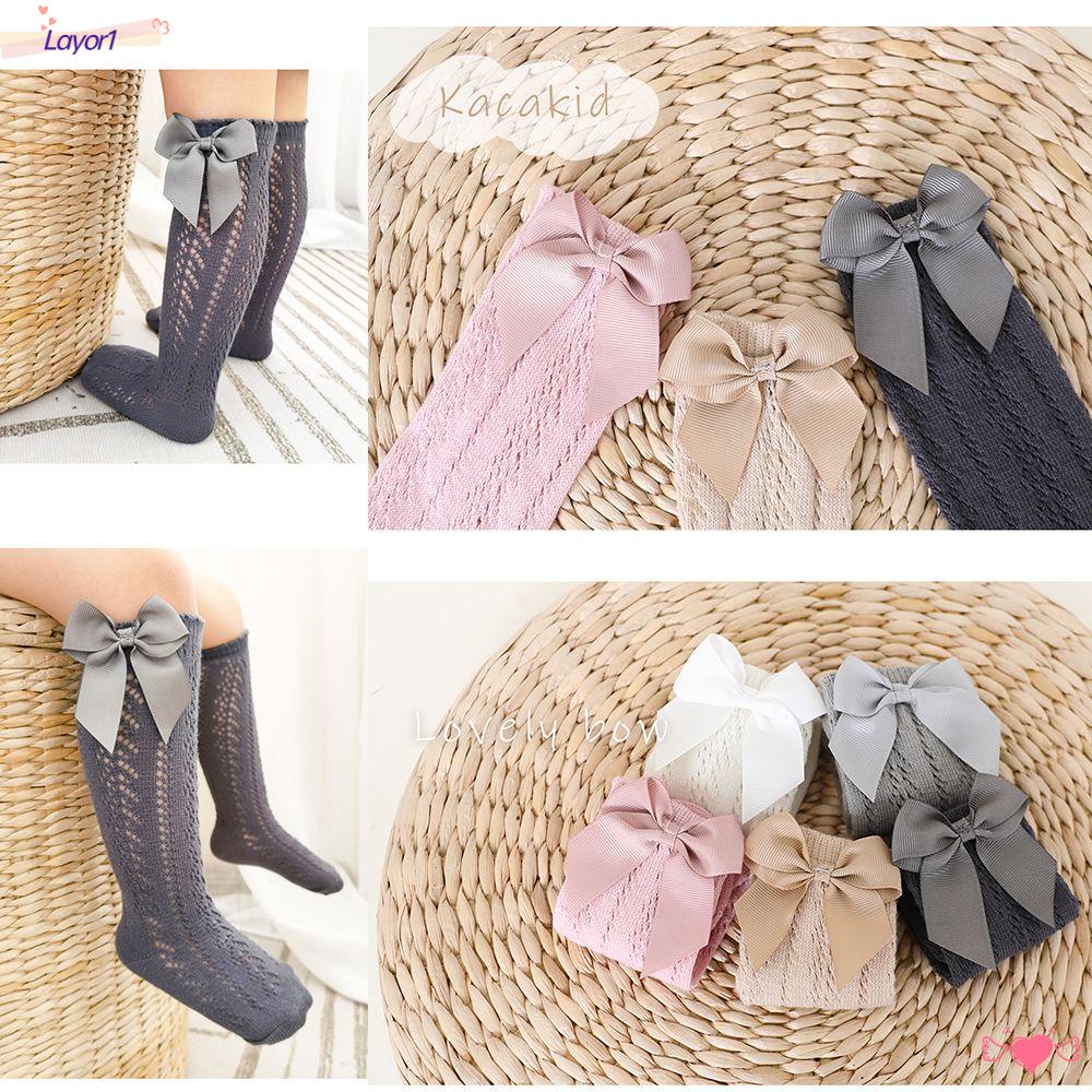 LAYOR1 Tất Lưới Phối Nơ Xinh Xắn Dành Cho Bé Gái 0-4 Tuổi