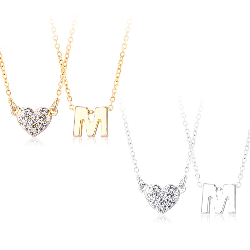 Bộ 2 Vòng cổ Mặt Trái Tim Đính Đá Đầy Cá Tính