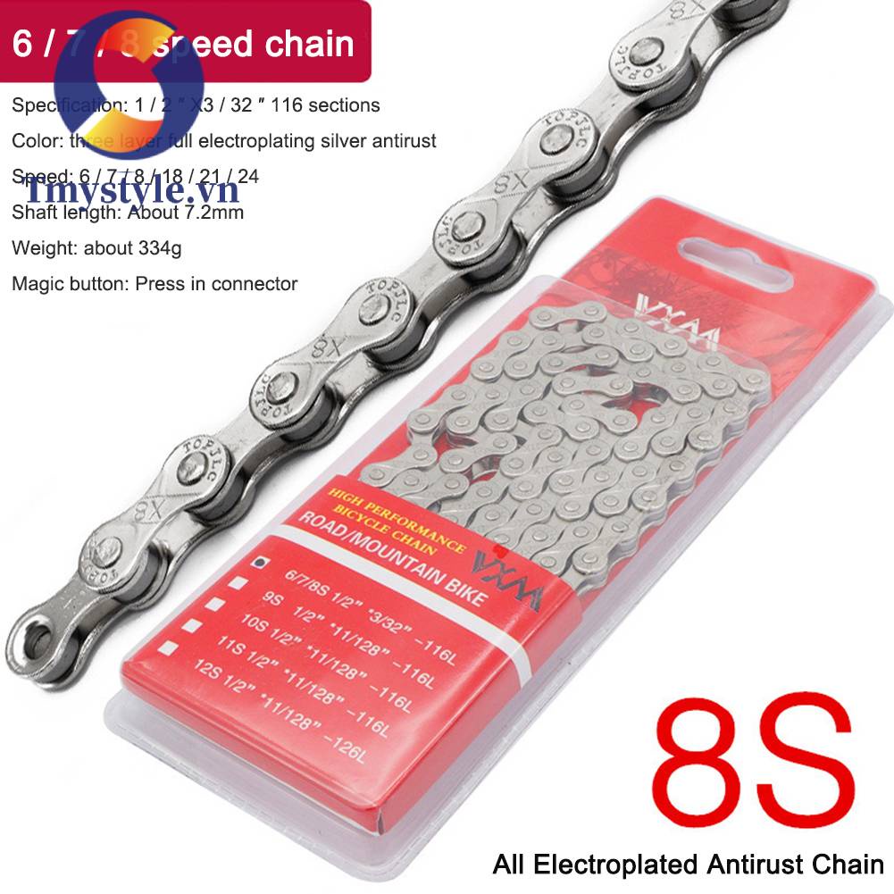 Dây Xích Xe Đạp 6 7 8 Mắt Xích 1 / 2X2 / 32 inch 116 Bằng Thép Carbon